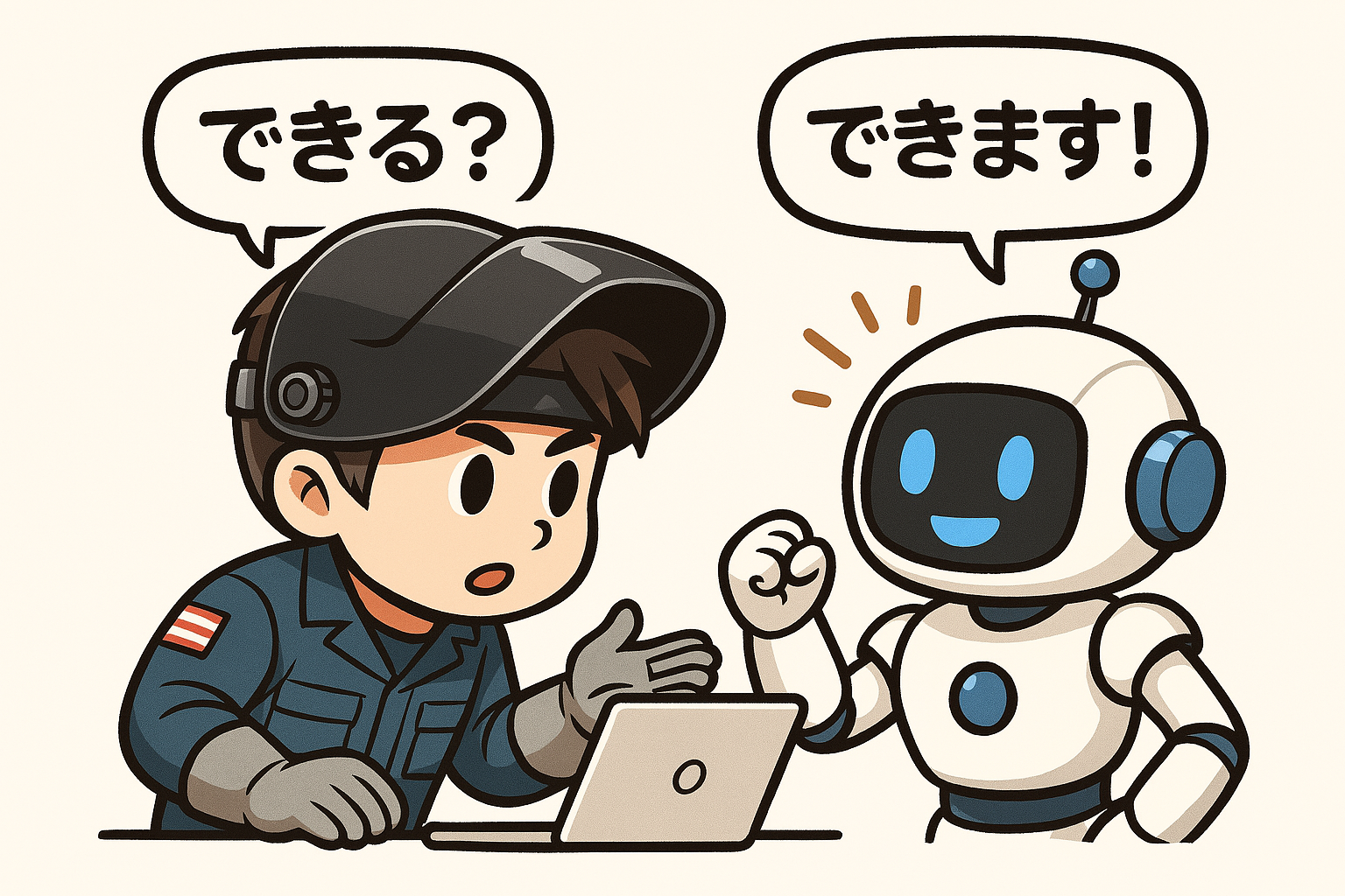 AIと共存する溶接男