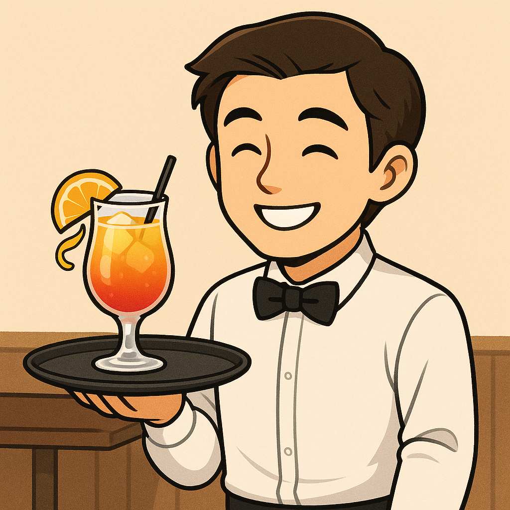 ウエイター業務を頑張る人