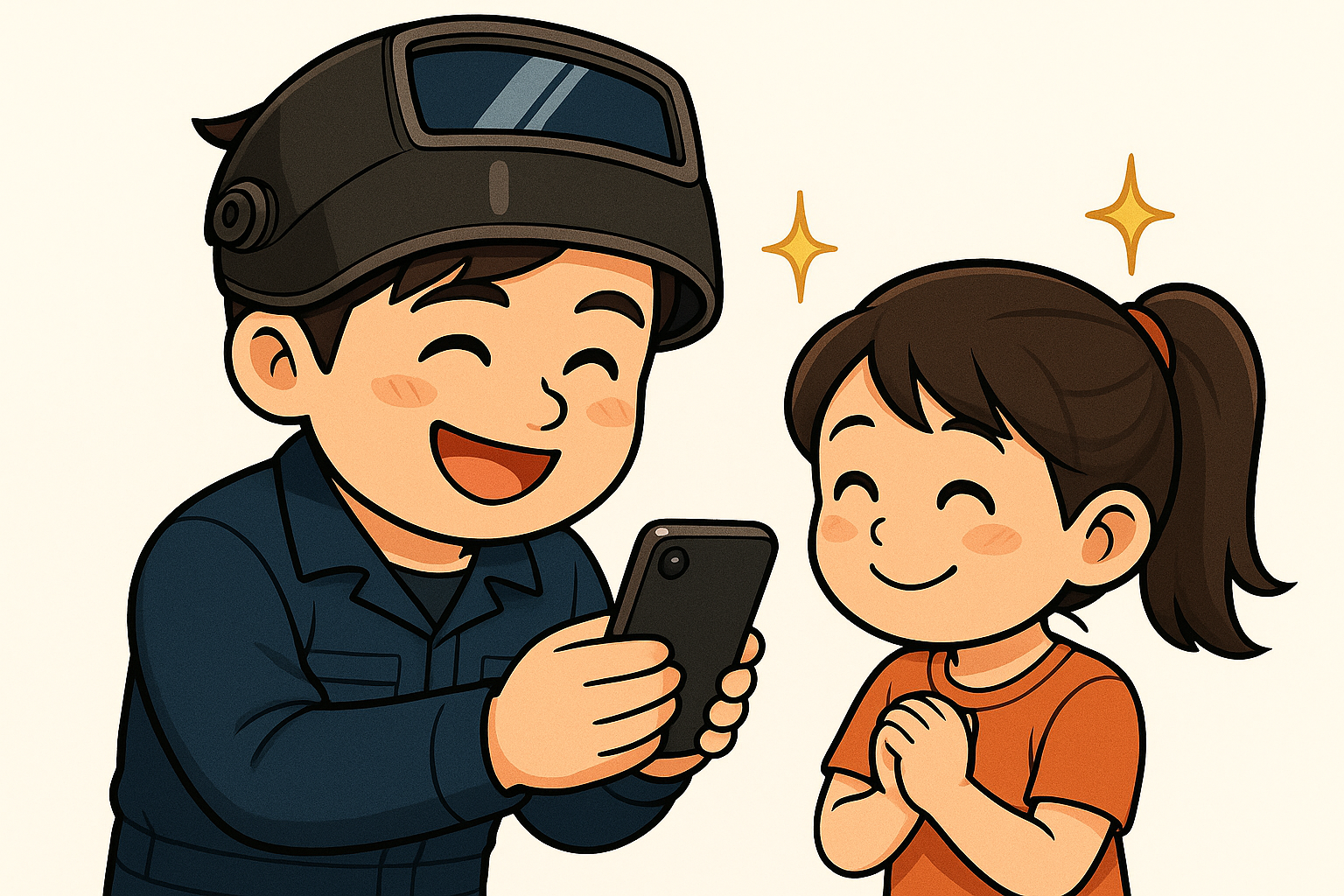 スマホを与えて喜ぶ娘