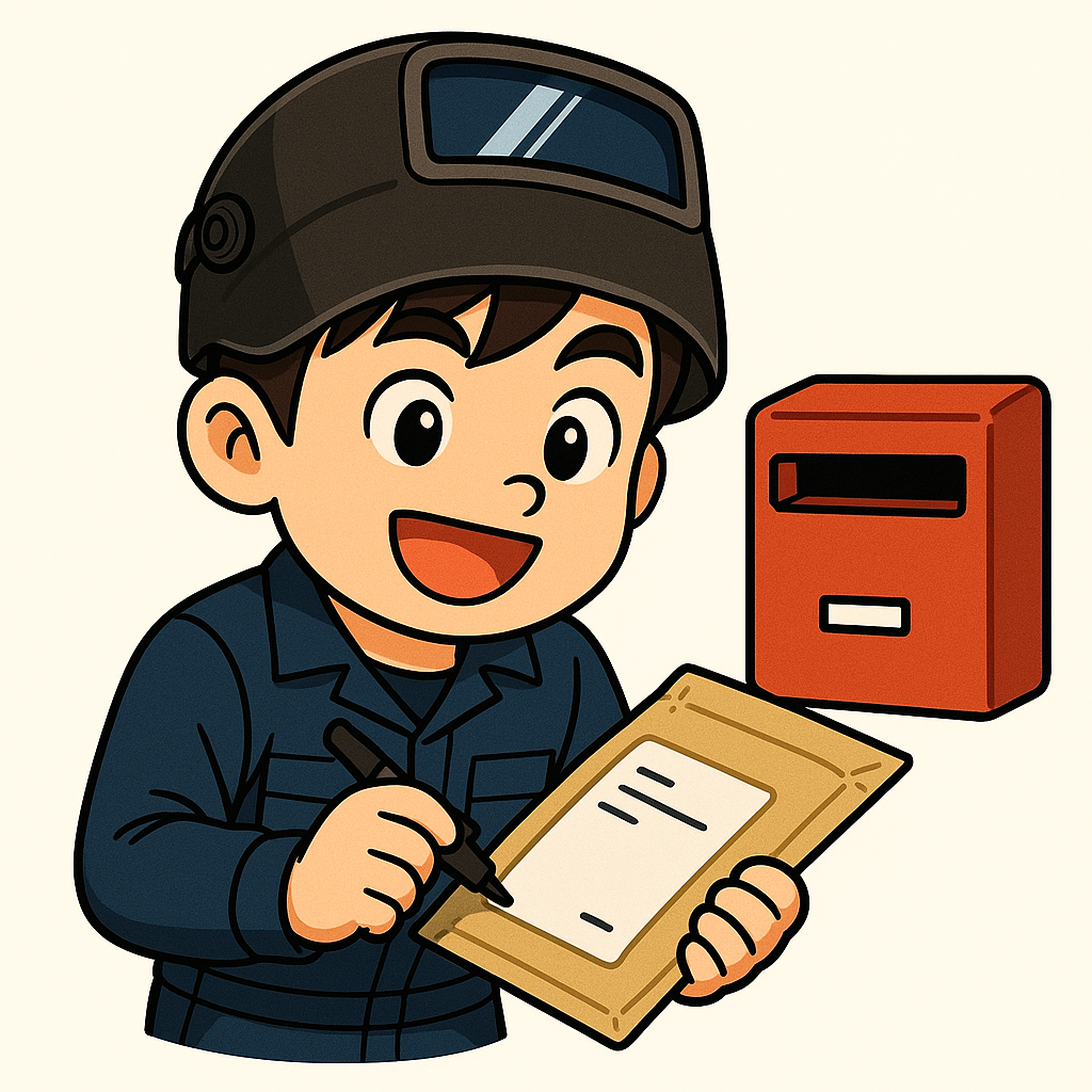 発送準備する職人