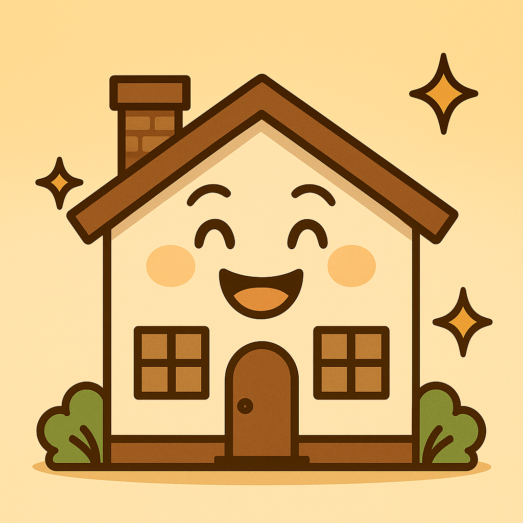 掃除や点検をしてもらえて、喜んでいる家のイラスト