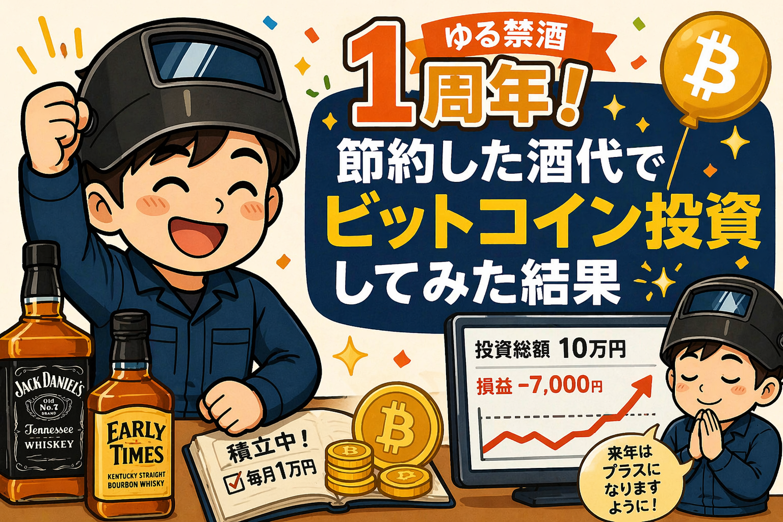 禁酒生活の１周年を迎えた溶接マン