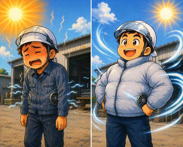 古い空調服と新しい空調服のビフォーアフター